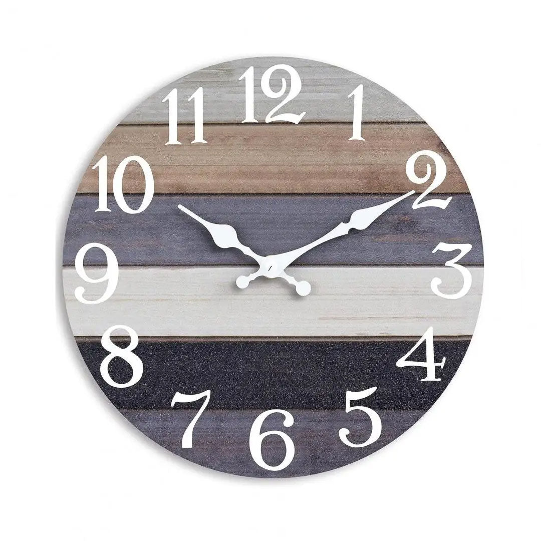 Silent Non-Ticking Rustic Wooden Wall Clock