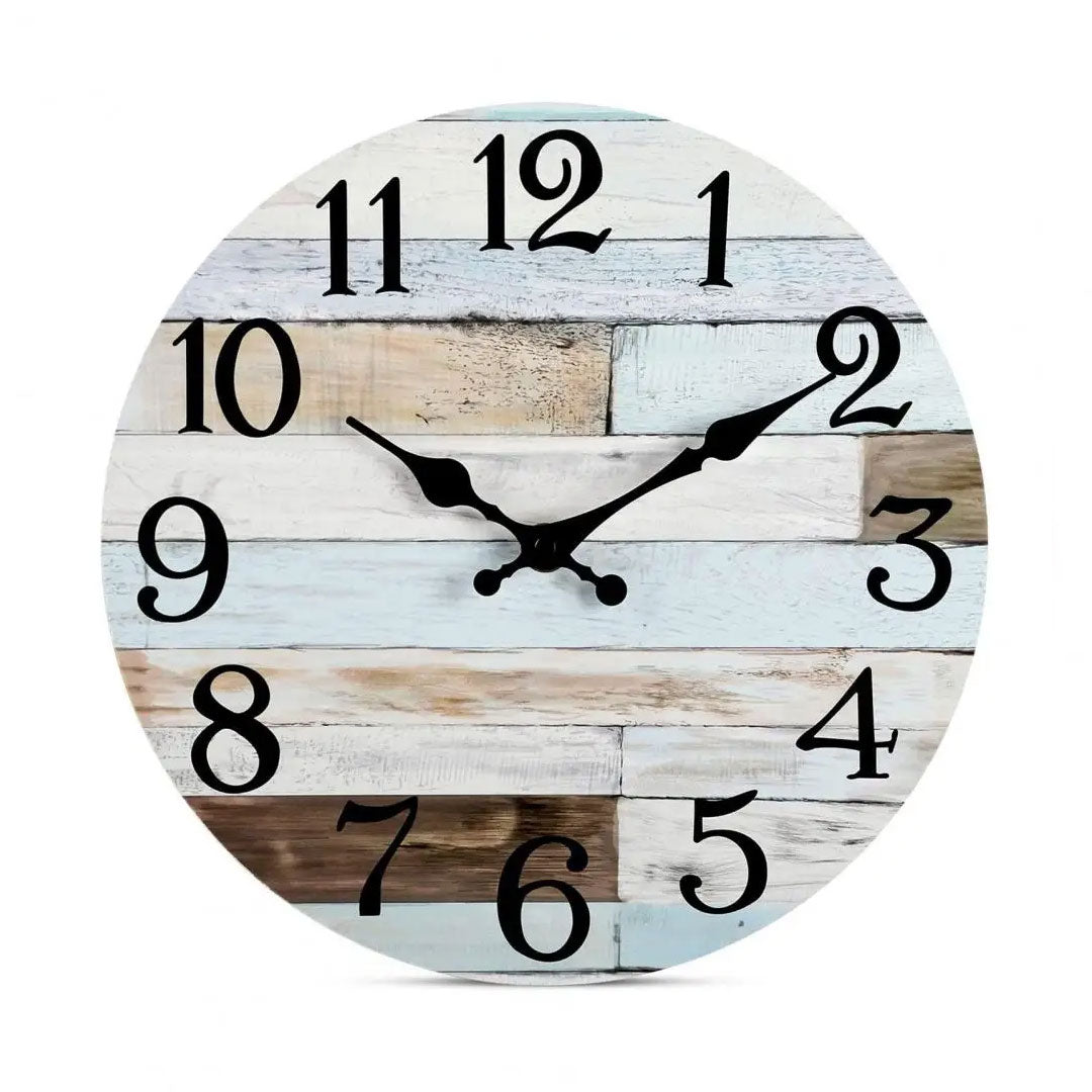 Silent Non-Ticking Rustic Wooden Wall Clock