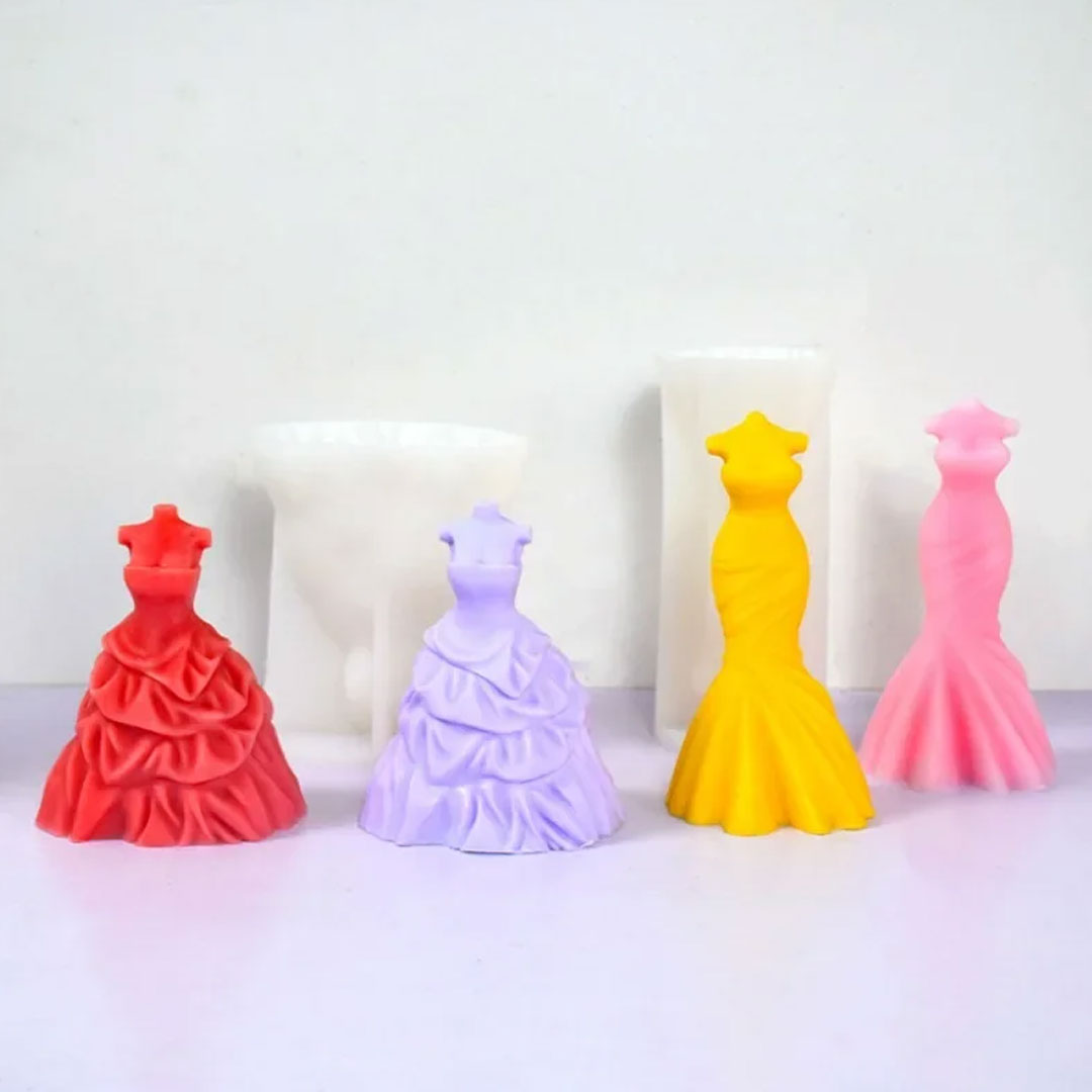 3D Wedding Dress Candle Silicone Mold