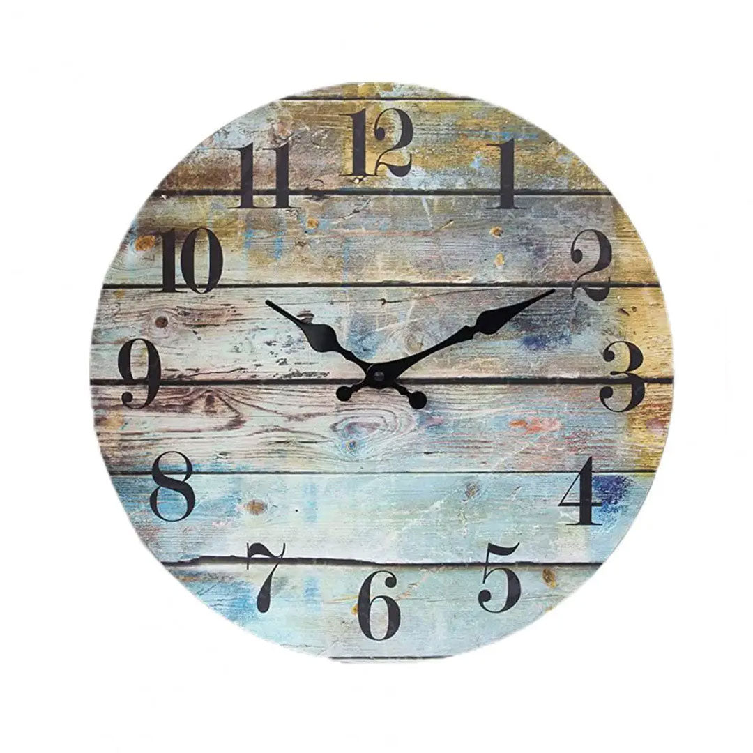 Silent Non-Ticking Rustic Wooden Wall Clock