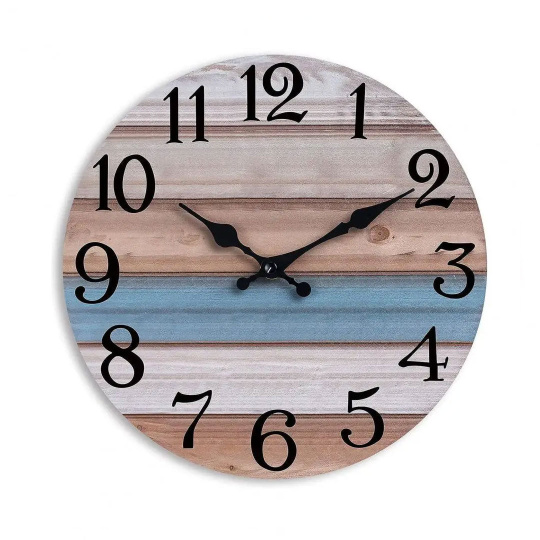 Silent Non-Ticking Rustic Wooden Wall Clock