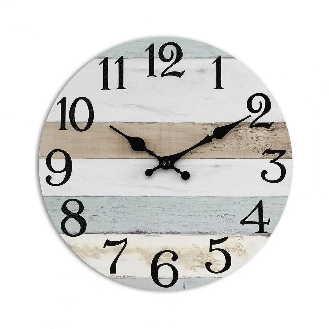 Silent Non-Ticking Rustic Wooden Wall Clock