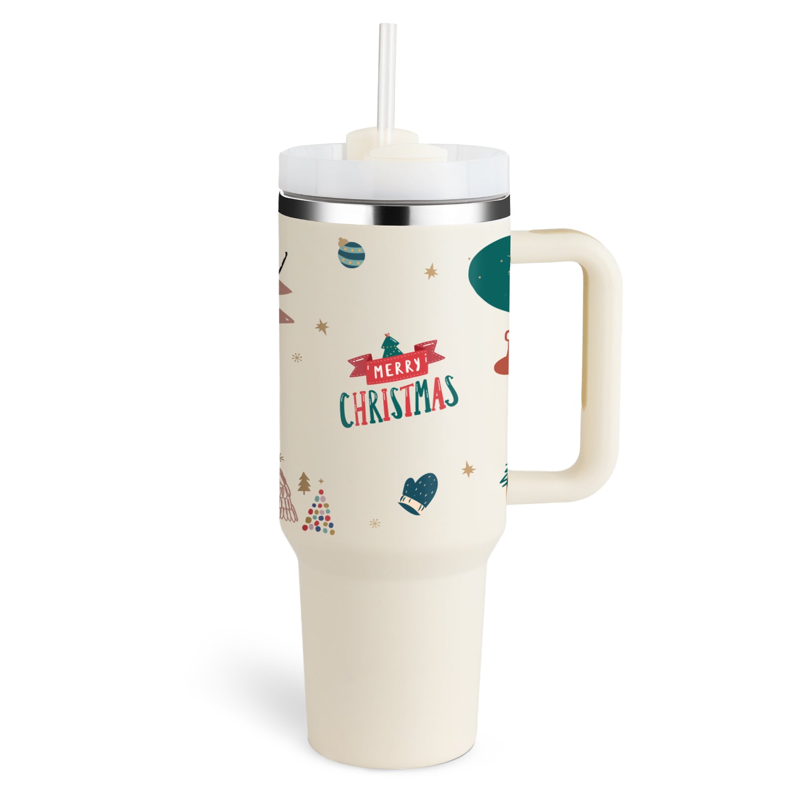 40 Oz Christmas Mug Insulated Tumbler with Handle Lid Straw