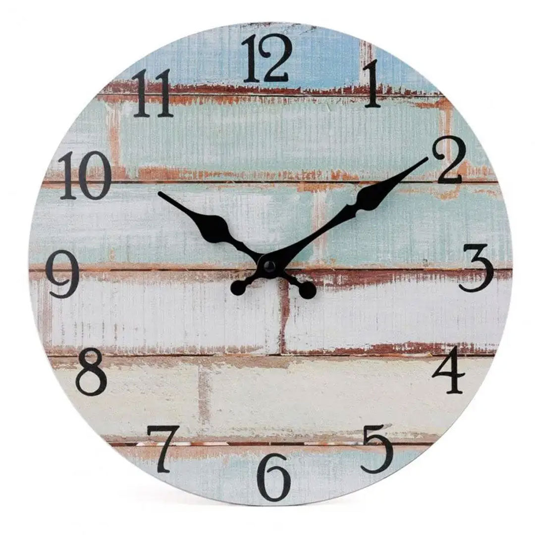 Silent Non-Ticking Rustic Wooden Wall Clock