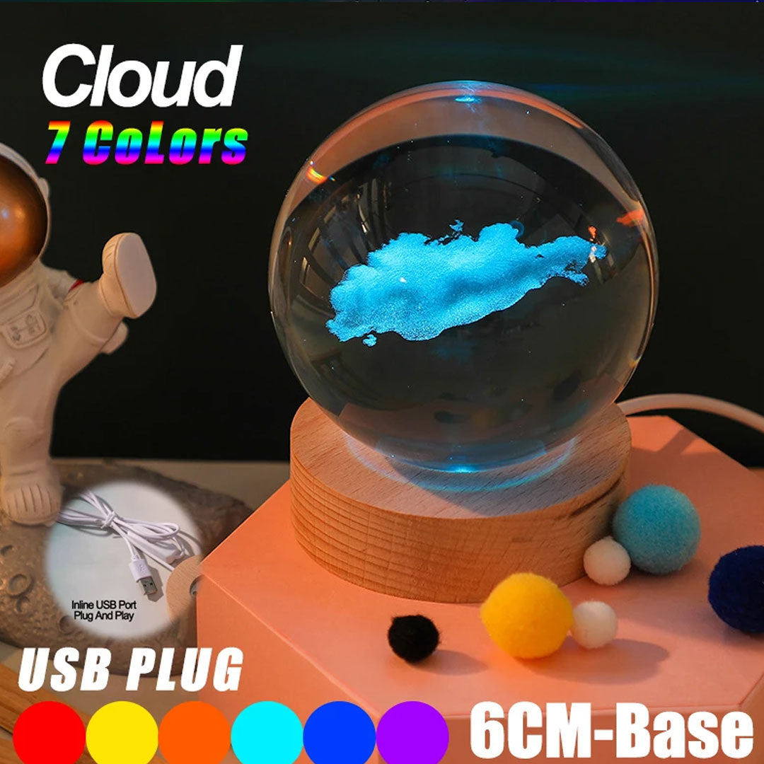 Galactic Glow USB LED Night Light with Crystal Ball