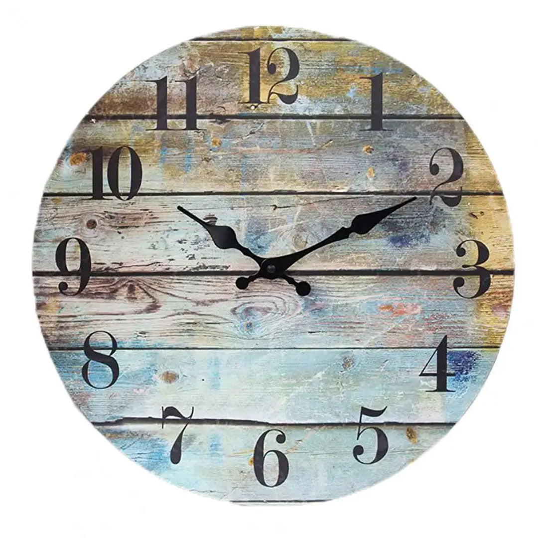 Silent Non-Ticking Rustic Wooden Wall Clock