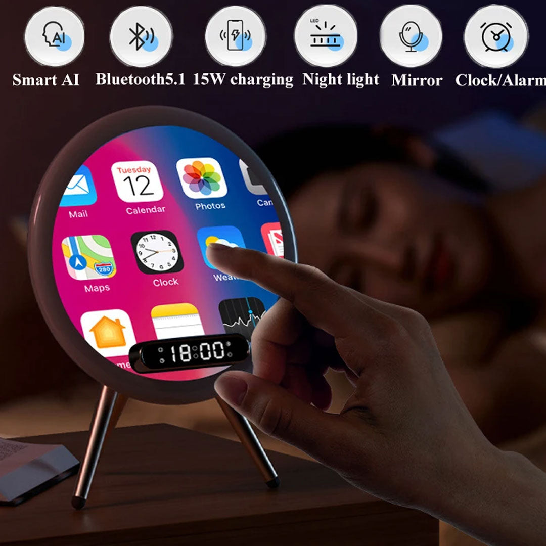 Smart Bluetooth Speaker with Mirror Sound & LED Alarm