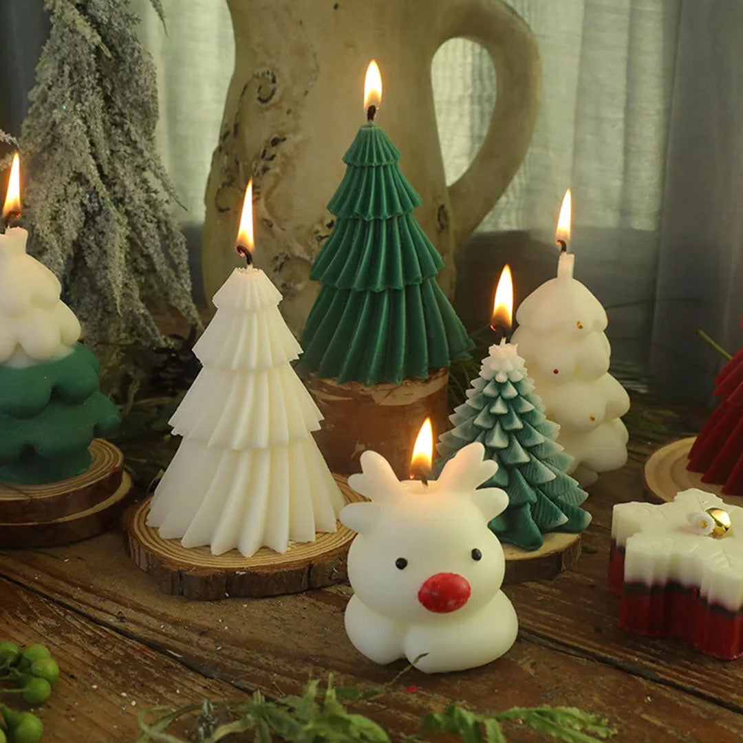 Elk and Snowman Candles Christmas Home Decor