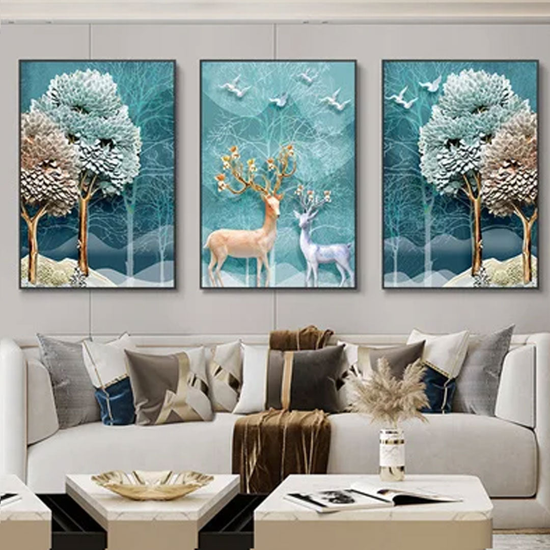 Nordic Ribbon Deer Canvas Decor Set