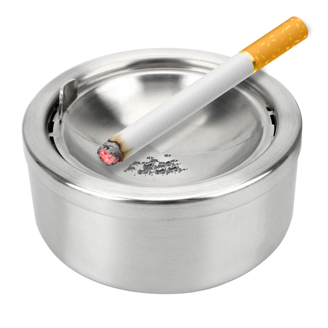 Stainless Steel Lidded Ashtray Cigarette Case