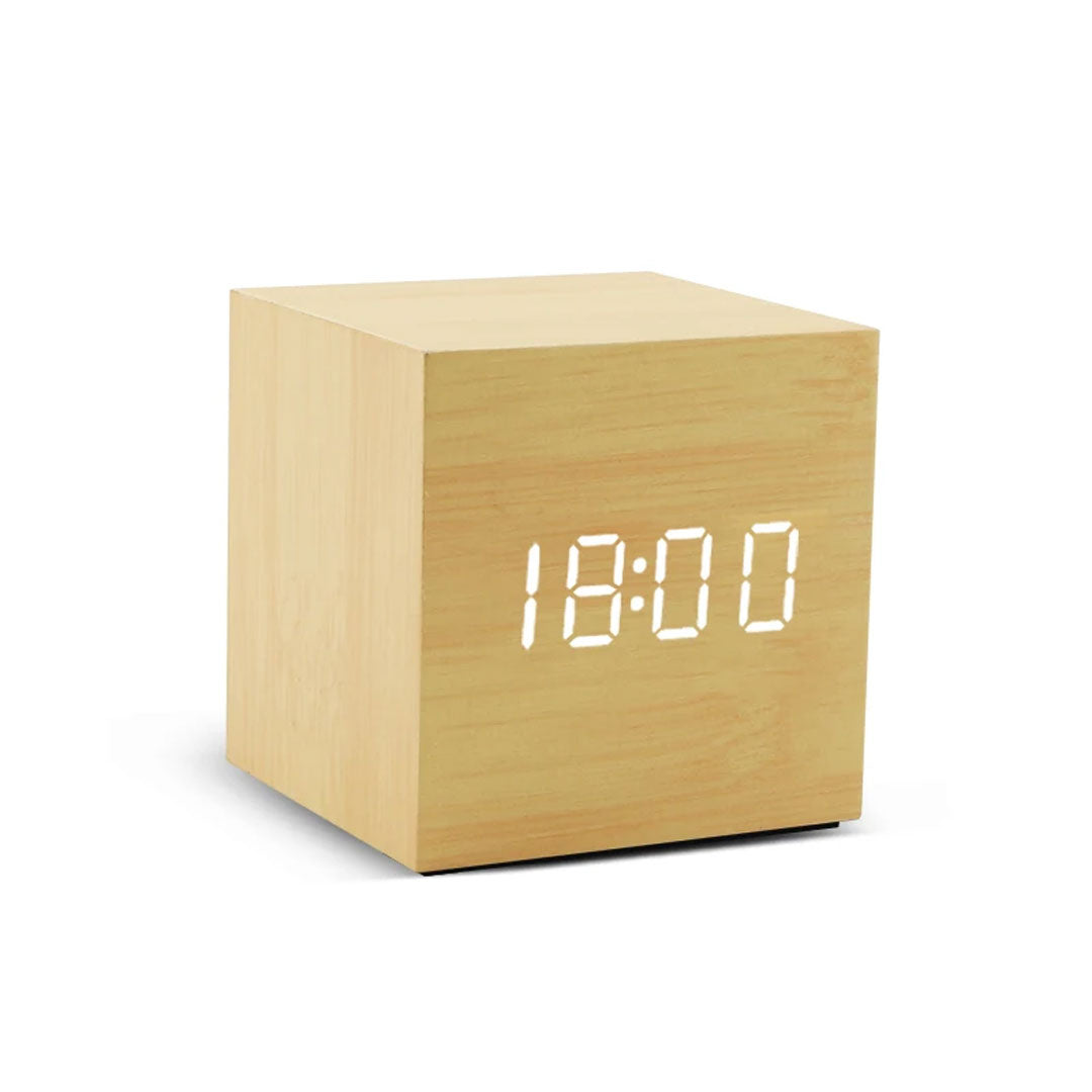 Wooden Digital Alarm Clock with Temperature Display