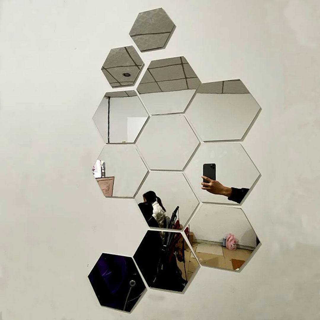 Hexagon Reflective Mirror Wall Stickers