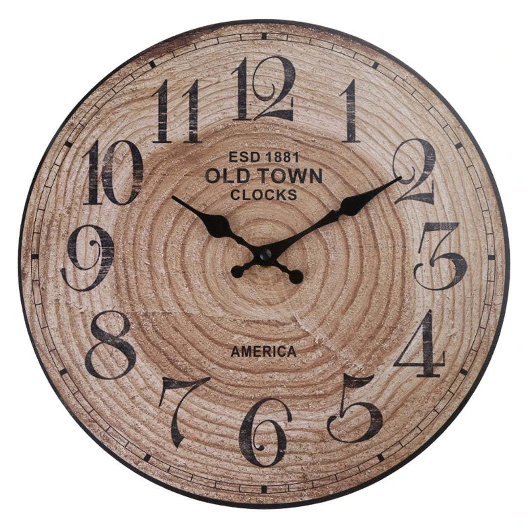 Vintage Digital Wooden Clock Hanging Ornament