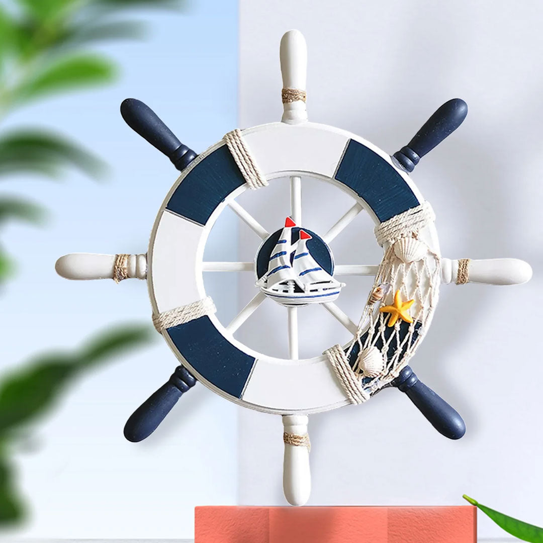 Nautical Charm Mediterranean style Steering Wheel Wall Decor