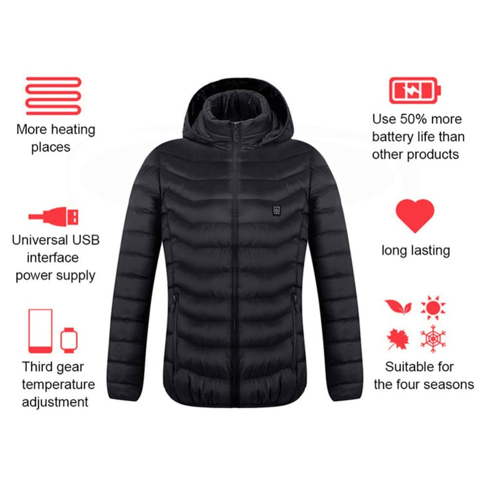 USB Heated Jacket Coat Electric Thermal Winter Clothing for Men