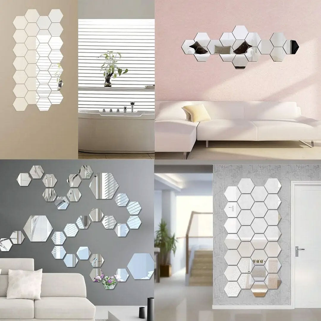 Hexagon Reflective Mirror Wall Stickers