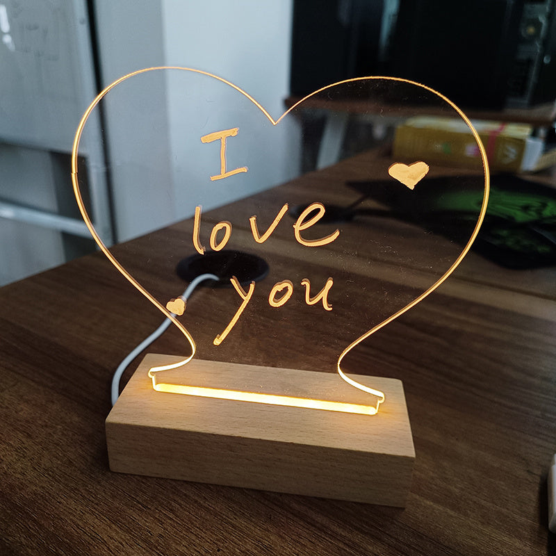 Creative LED Note Board Night Light USB Message Board with Pen