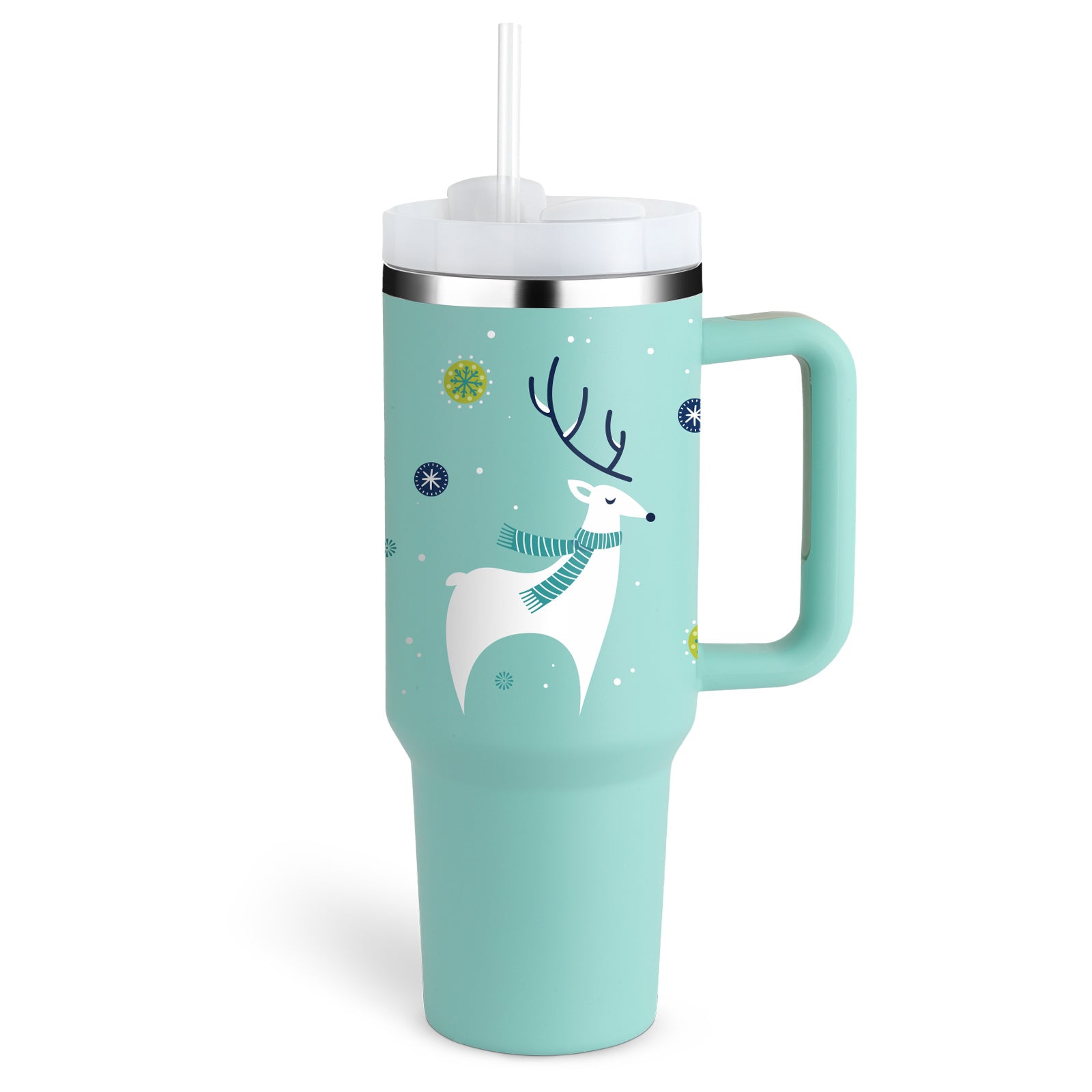 40 Oz Christmas Mug Insulated Tumbler with Handle Lid Straw